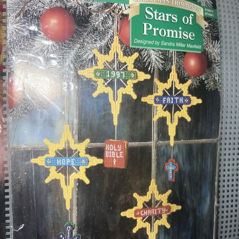 needlecraft shop plastic canvas KitsChristmas Mice And Stars Of Promise Lot Of 2